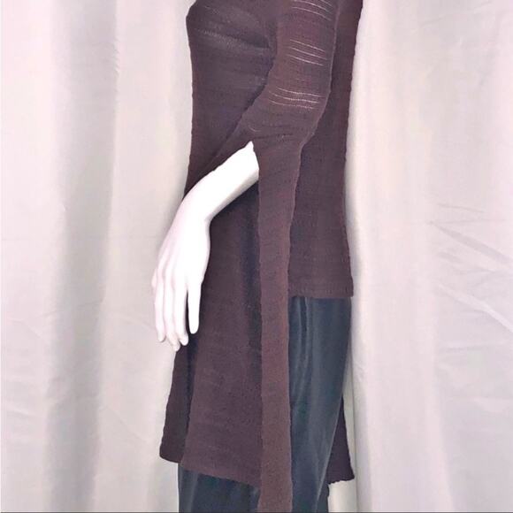 LA Made xRevolve Brown Semi-sheer Stripe Bat-wing Knit Mock Neck Sweater SzS - Picture 13 of 16